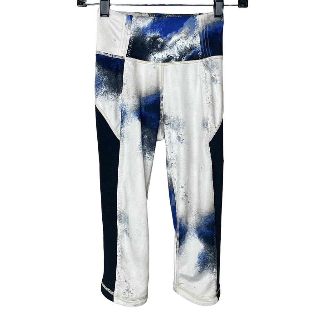 Lululemon 105 F Crop Leggings Milky Way Multi White Blue Black SZ 2
